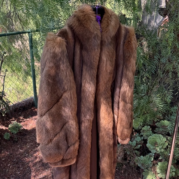 Luxurious Brown Fur Maxi Coat - Picture 1 of 14